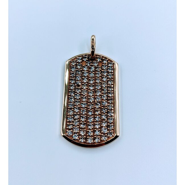 Pendant CZ Dog Tag 10ky 1.5x.8" 123030140