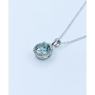 Pendant 0.08ctw Diamonds 1.3ctw Aquamarine 14kw 125110108