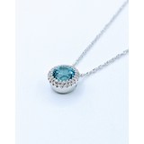  Pendant .07 Diamonds .82 Ctw Aquamarine W/CH 14KW 122120279