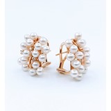  Earrings 3.5mm Pearls .10ctw Diamonds 14ky 23x18mm 223030061