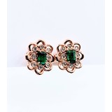  Earrings LeVian .25ctw Diamonds 1.00ctw Emerald 14kr 16.5x15mm 122120098