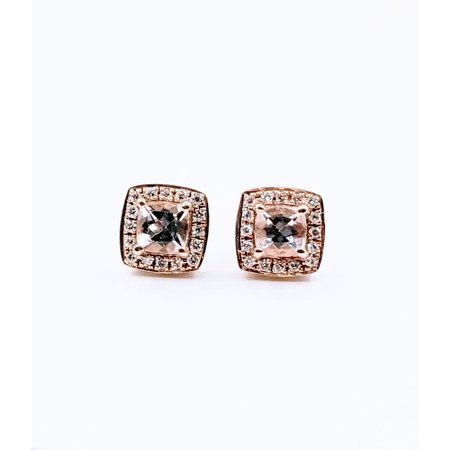 Earrings LeVian .12ctw Diamonds .80ctw Morganite 14kr 7x7mm 122120100