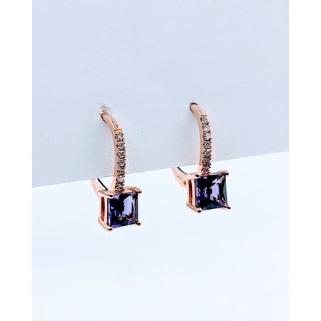 Earrings .10 Diamonds 1.19. Ctw Amethyst 14KW 122120218
