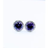  Earrings .15. Diamonds 1.53 Ctw Amethyst 14KW 122120209