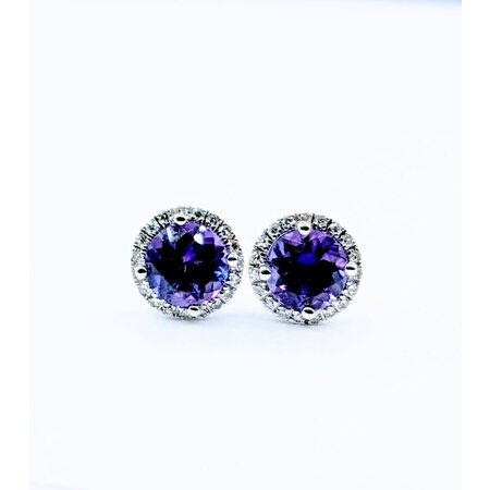 Earrings .15. Diamonds 1.53 Ctw Amethyst 14KW 122120209
