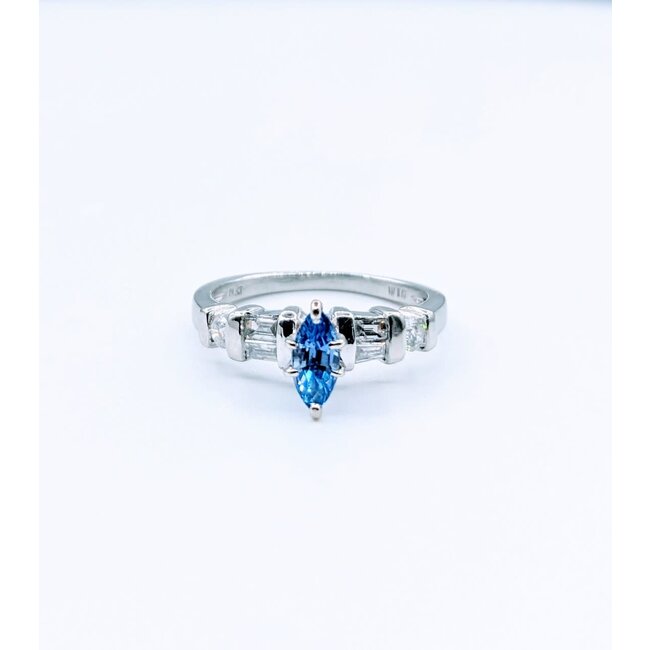 Ring .25ctw Round/Baguette Diamonds .20ct Tanzanite Platinum Sz4.75 223030094