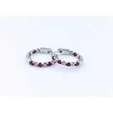  Earrings Hoop 1.24ctw Diamonds 1.38ctw Rubies 14kw .75" 123030211