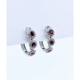  Earrings Oval Hoop .36ctw Diamonds 1.00ctw Rubies 14kw .75" 123030205