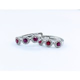  Earrings Oval Hoop .36ctw Diamonds 1.00ctw Rubies 14kw .75" 123030205