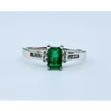  Ring .10ctw Round Diamonds 6x4mm Emerald 10kw Sz6 223030095