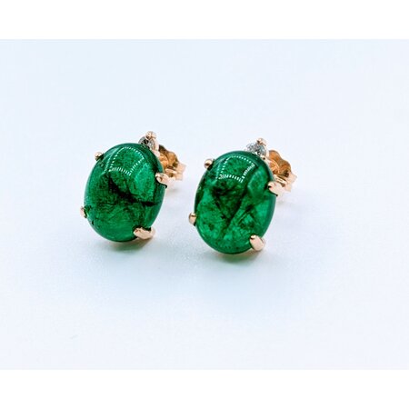 Earrings .03ctw Diamonds 4.55ctw Emeralds 18ky 123030370
