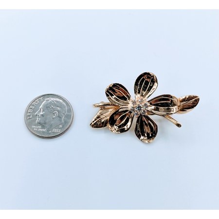 Brooch Flower .17ctw Round Diamonds 18ky 40x25.5mm 223040037