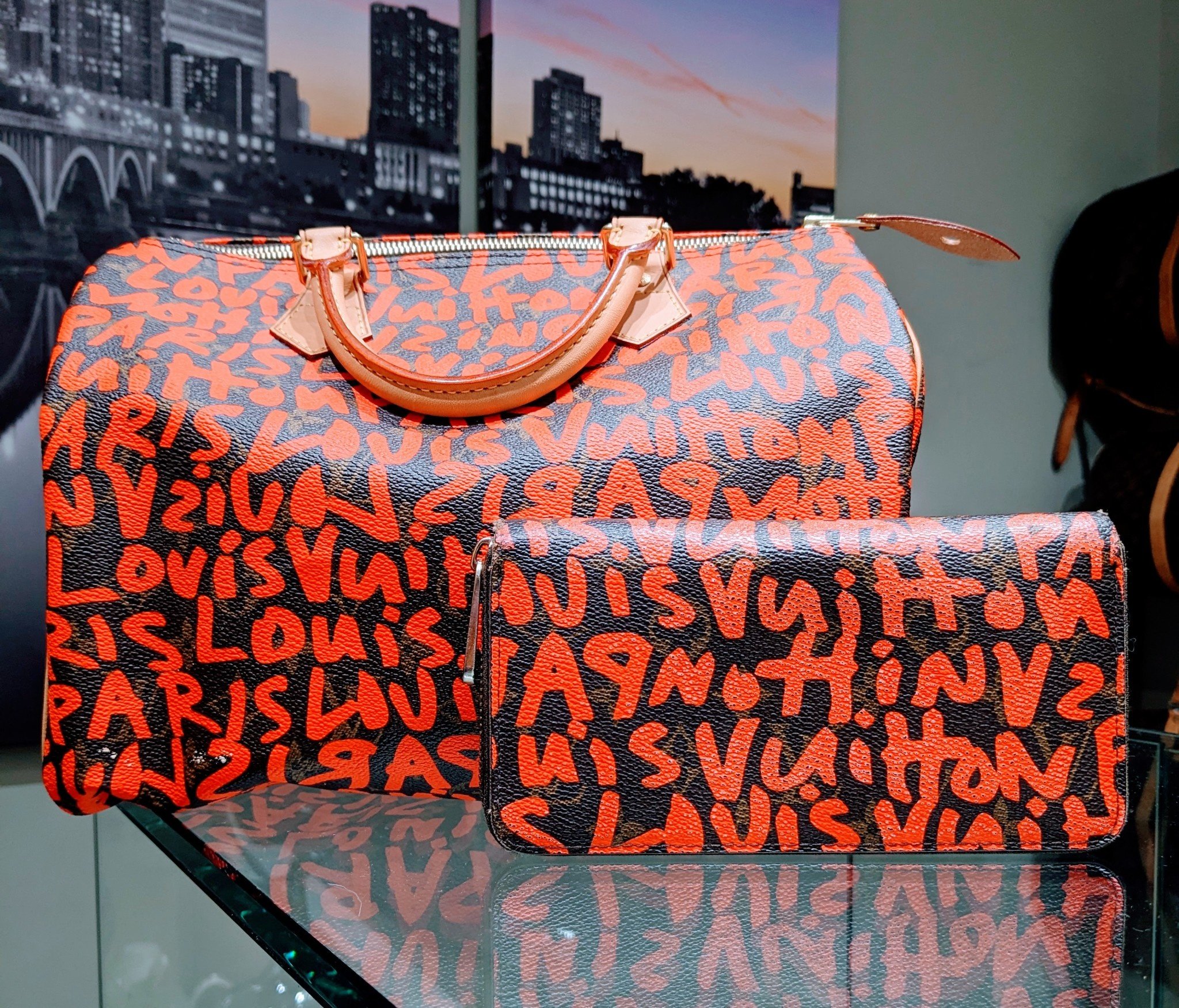 Handbag Louis Vuitton Speedy 30 Graffiti M93705 With Wallet 