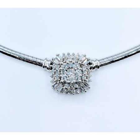 Necklace Omega 3mm 1.0ctw Round/Baguette Diamonds 14kw 17" 223040095
