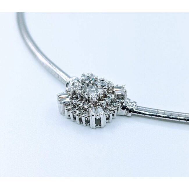 Necklace Omega 3mm 1.0ctw Round/Baguette Diamonds 14kw 17" 223040095