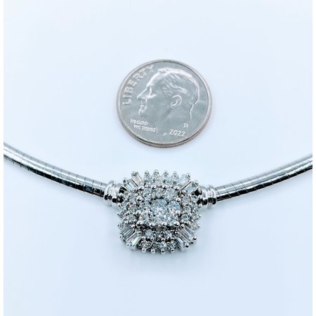 Necklace Omega 3mm 1.0ctw Round/Baguette Diamonds 14kw 17" 223040095