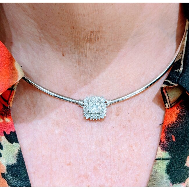 Necklace Omega 3mm 1.0ctw Round/Baguette Diamonds 14kw 17" 223040095