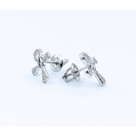 Earrings Cross Screwback .19ctw Diamonds 14kw .5x.4" 123030217