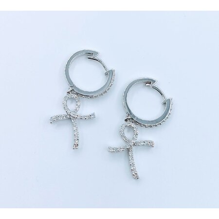 Earrings Dangle Cross .39ctw Diamonds 14kw 1x.5" 123030180