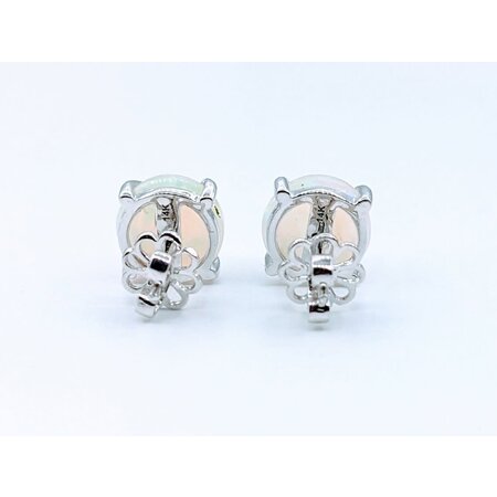 Earrings 9ctw Cabochon Opal 14kw 10.35x10.35mm 123050084
