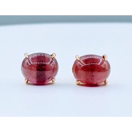 Earrings 12ctw Cabochon Pink Tourmaline 18ky 12.75x9.7mm 123050075