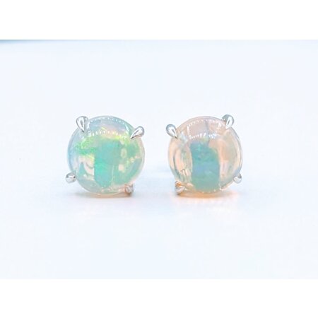 Earrings 9ctw Cabochon Opal 14kw 10.26x10.26mm 123050085