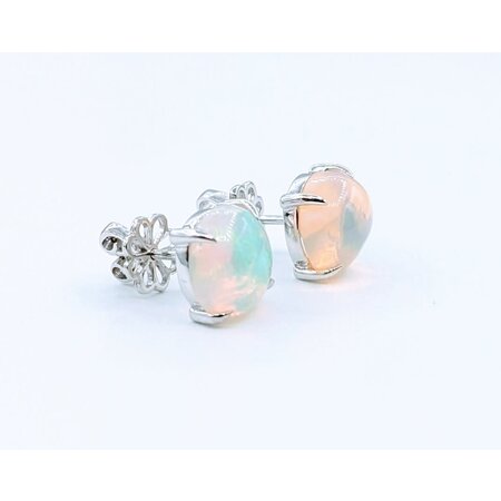 Earrings 9ctw Cabochon Opal 14kw 10.26x10.26mm 123050085