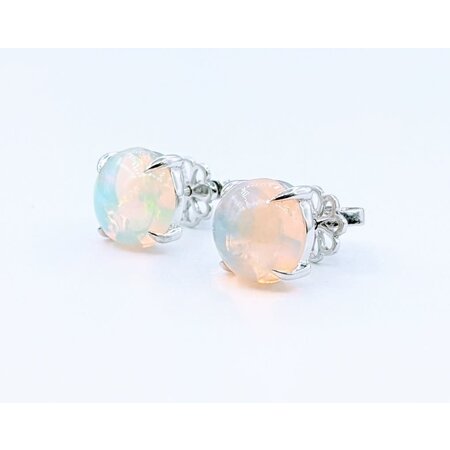 Earrings 9ctw Cabochon Opal 14kw 10.26x10.26mm 123050085