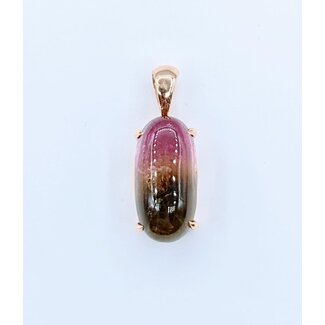 Pendant 5.5ct Cabochon Watermelon Tourmaline 18ky 23.5x9mm 123050078