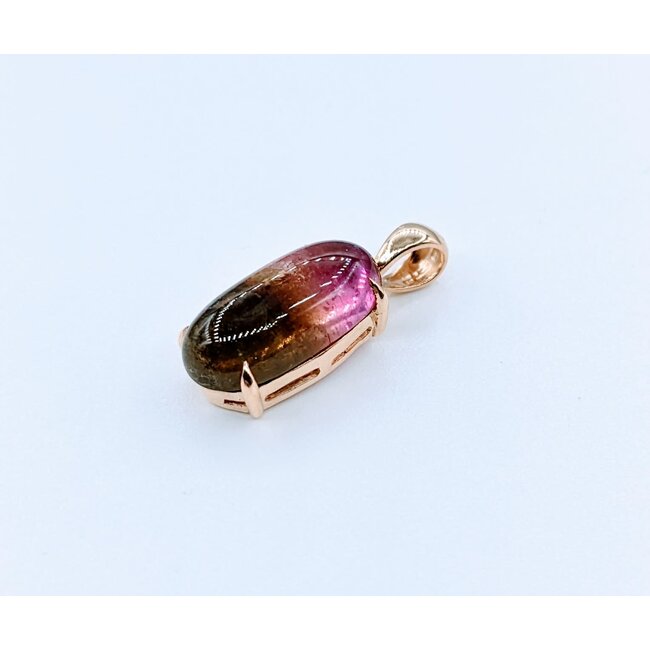 Pendant 5.5ct Cabochon Watermelon Tourmaline 18ky 23.5x9mm 123050078