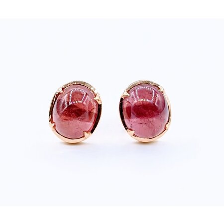 Earrings 14.8ctw Cabochon Pink Tourmaline 18ky 12x5x10mm 123050072