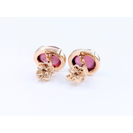 Earrings 14.8ctw Cabochon Pink Tourmaline 18ky 12x5x10mm 123050072