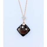  Pendant .04 Diamonds 9.00 Ctw SMOKY QUARTZ W/CH 14K 122120239