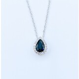  Pendant .07 Diamonds .49. Ctw SAPPHIRE W/CH 14KW 122120261