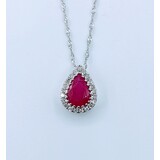  Pendant .08 Diamonds .84 Ctw RUBY W/CH 14KW 122120271