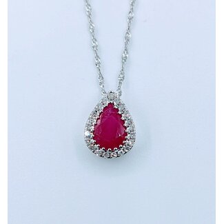 Pendant .08 Diamonds .84 Ctw RUBY W/CH 14KW 122120271