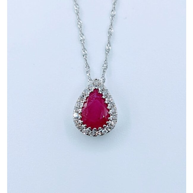 Pendant .08 Diamonds .84 Ctw RUBY W/CH 14KW 122120271