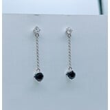  Earrings Dangle .20ctw Diamonds .70ct Sapphire 14kw .9" 123050143
