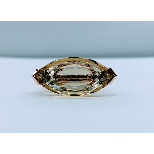 Ring .12ctw Round Diamonds 28x14mm Lemon Quartz 14ky Sz5 223060020