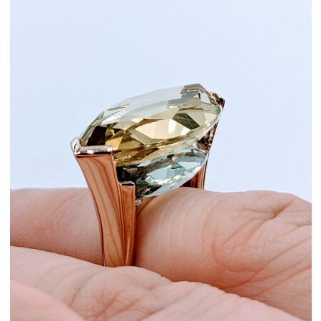 Ring .12ctw Round Diamonds 28x14mm Lemon Quartz 14ky Sz5 223060020