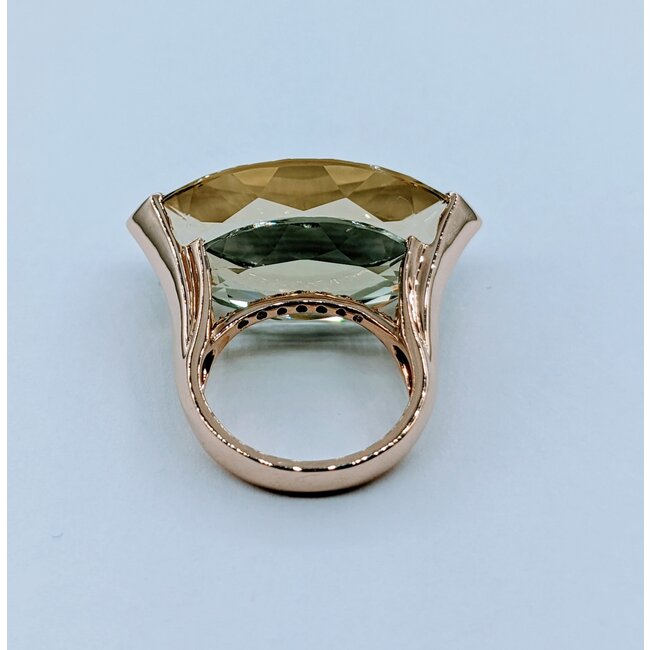 Ring .12ctw Round Diamonds 28x14mm Lemon Quartz 14ky Sz5 223060020