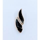  Pendant/Slide .15ctw Round Diamonds Onyx 14ky 40x15mm 223060043