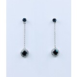  Earrings Dangle .14ctw Diamonds .88ctw Sapphire 14kw 1" 123050144