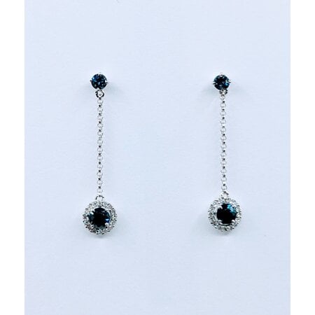 Earrings Dangle .14ctw Diamonds .88ctw Sapphire 14kw 1" 123050144