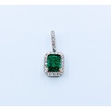  Pendant Drop .26ctw Diamonds 1.06ct Emerald 950pt .75x.3" 123060103