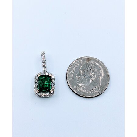 Pendant Drop .26ctw Diamonds 1.06ct Emerald 950pt .75x.3" 123060103