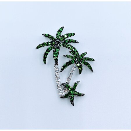 Pendant Palm Trees .18ctw Diamonds 1.06ctw Tsavorite Garnet 14kw 1.4x1" 123060076