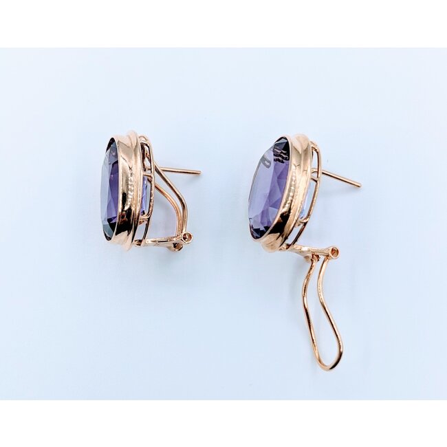 Earrings 16x12mm Oval Amethyst 14ky 19x15mm 223070063
