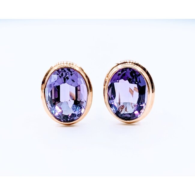 Earrings 16x12mm Oval Amethyst 14ky 19x15mm 223070063