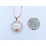  Pendant W/Chain .28ctw Round Diamonds 7.4mm Akoya Pearl 14ky 18" 223070049